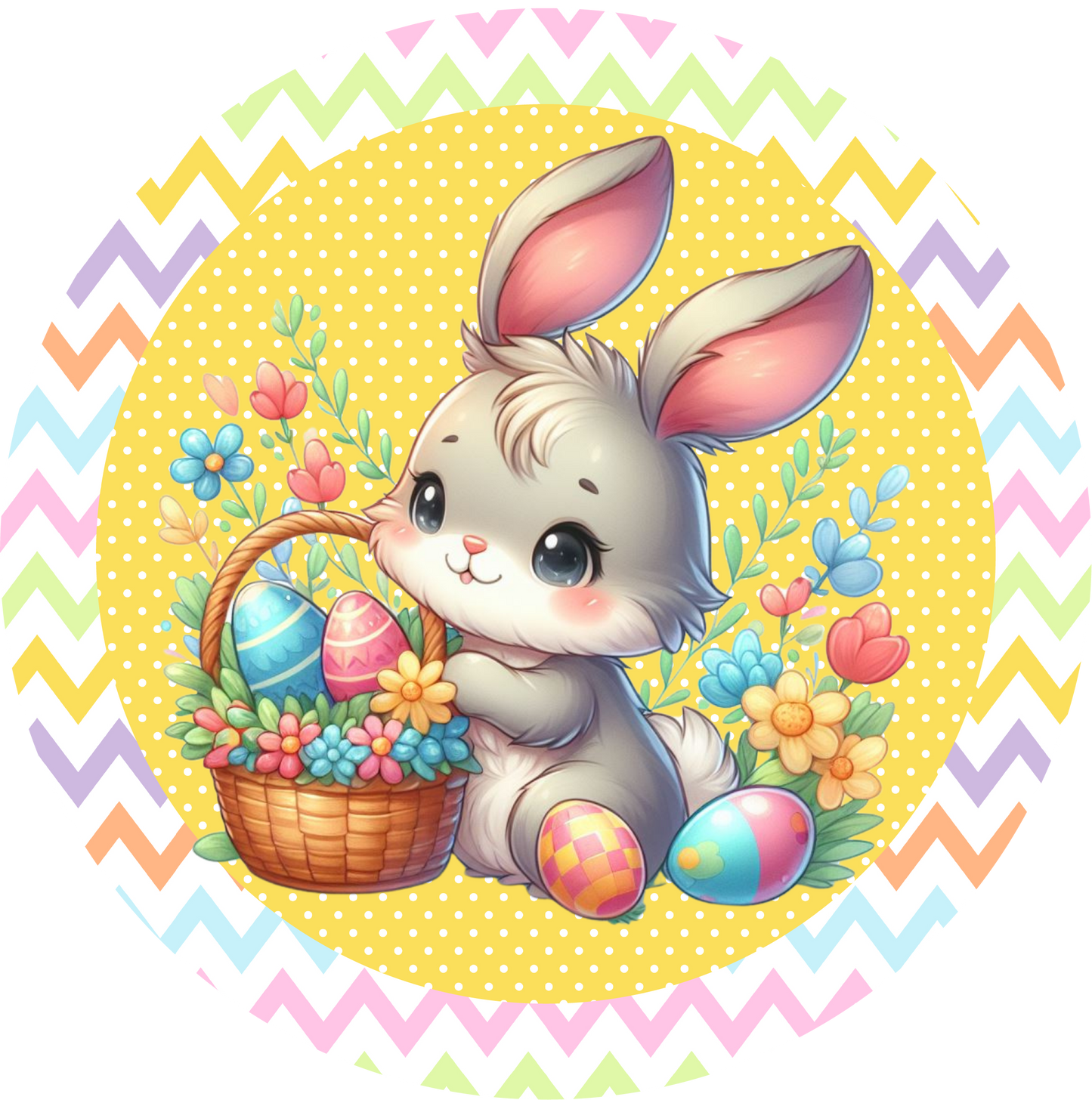 Easter Bunny Rabbit with Eggs Metal / Vinyl Sign - Made in USA