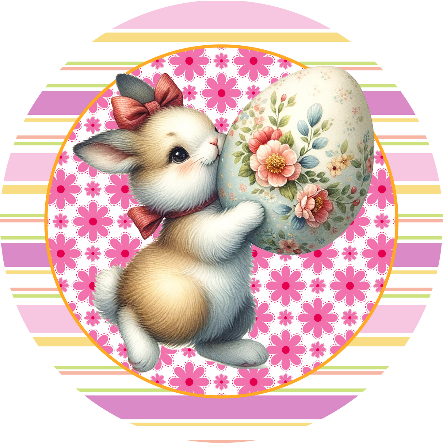 Easter Bunny Rabbit with Eggs Metal / Vinyl Sign - Made in USA