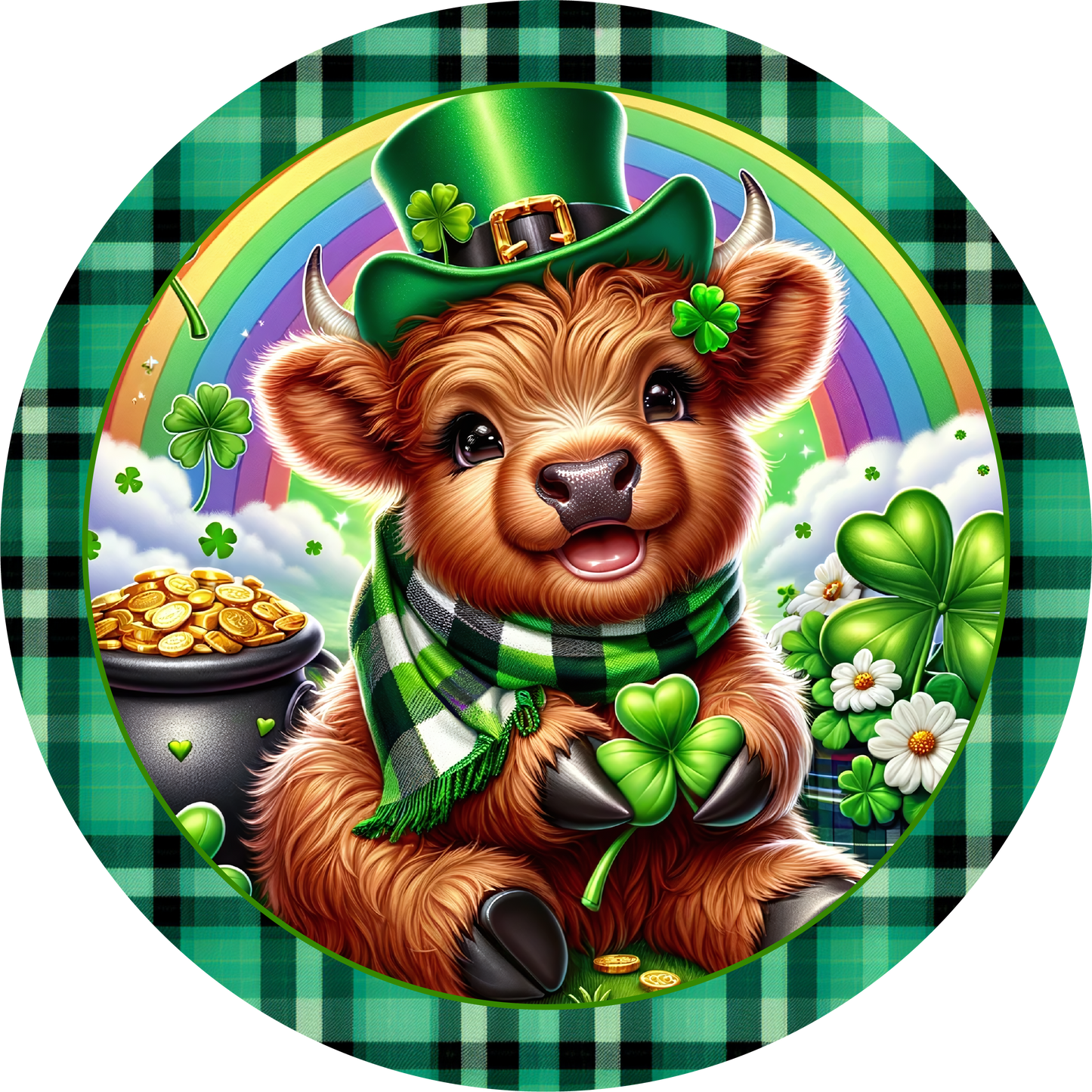Saint Patrick's Day Highland Baby Cow Metal / Vinyl Sign - Made in USA
