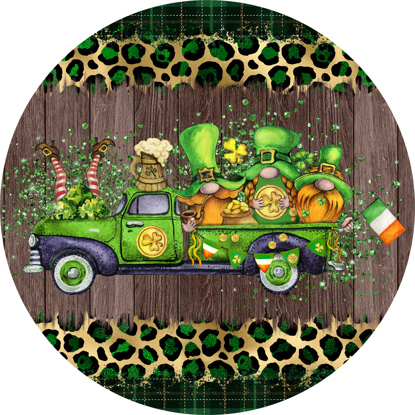 Saint Patrick's Day Gnome's in Truck Metal / Vinyl Sign - Made in USA