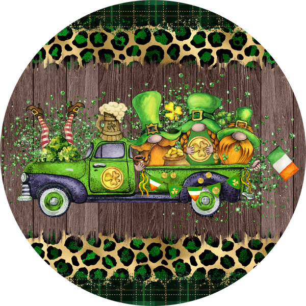Saint Patrick's Day Metal Sign: Gnome's In Truck - Made In USA