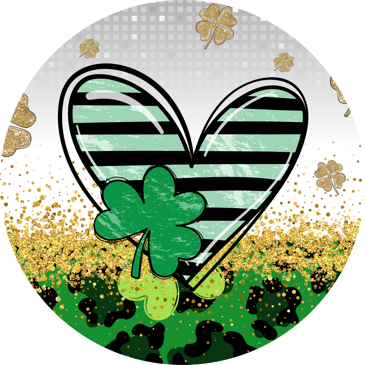 Saint Patrick's Day Clover Leaf with Heart Metal / Vinyl Sign - Made in USA