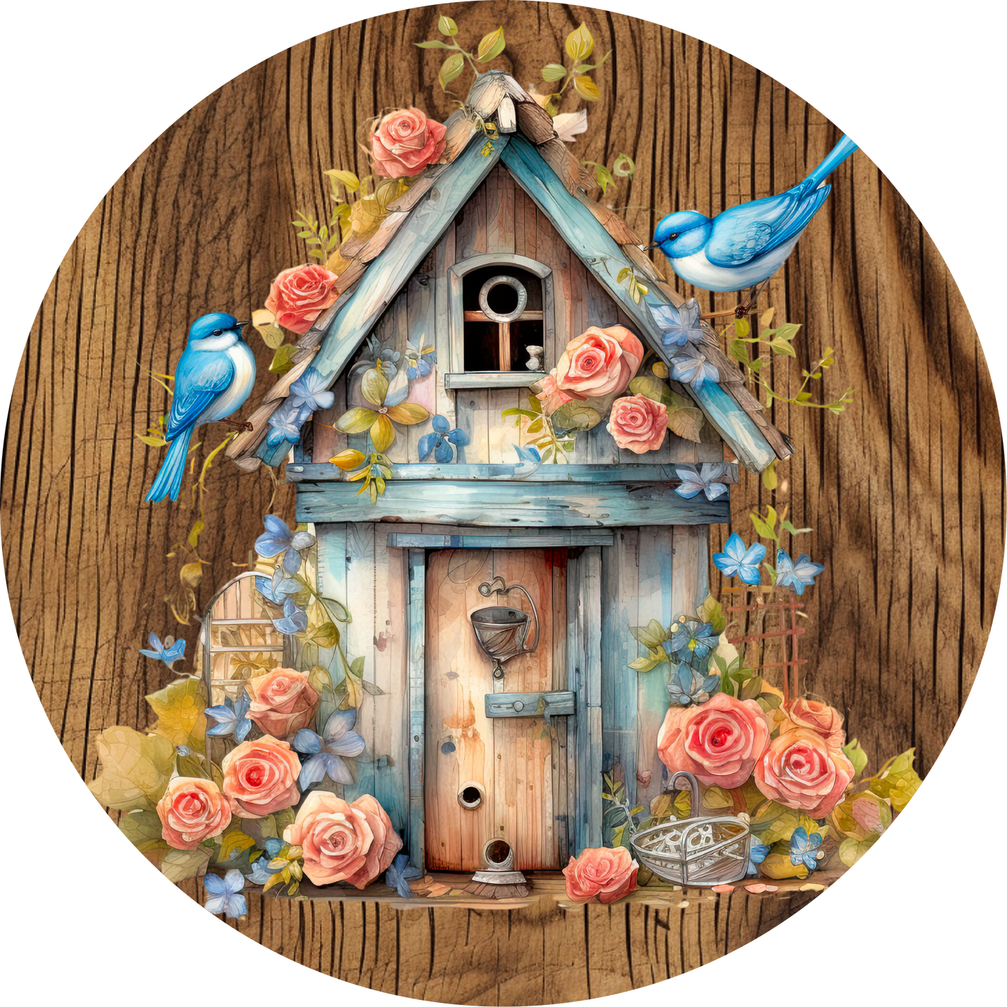 Birds and Rose Flowers Spring Metal / Vinyl Sign - Made in USA