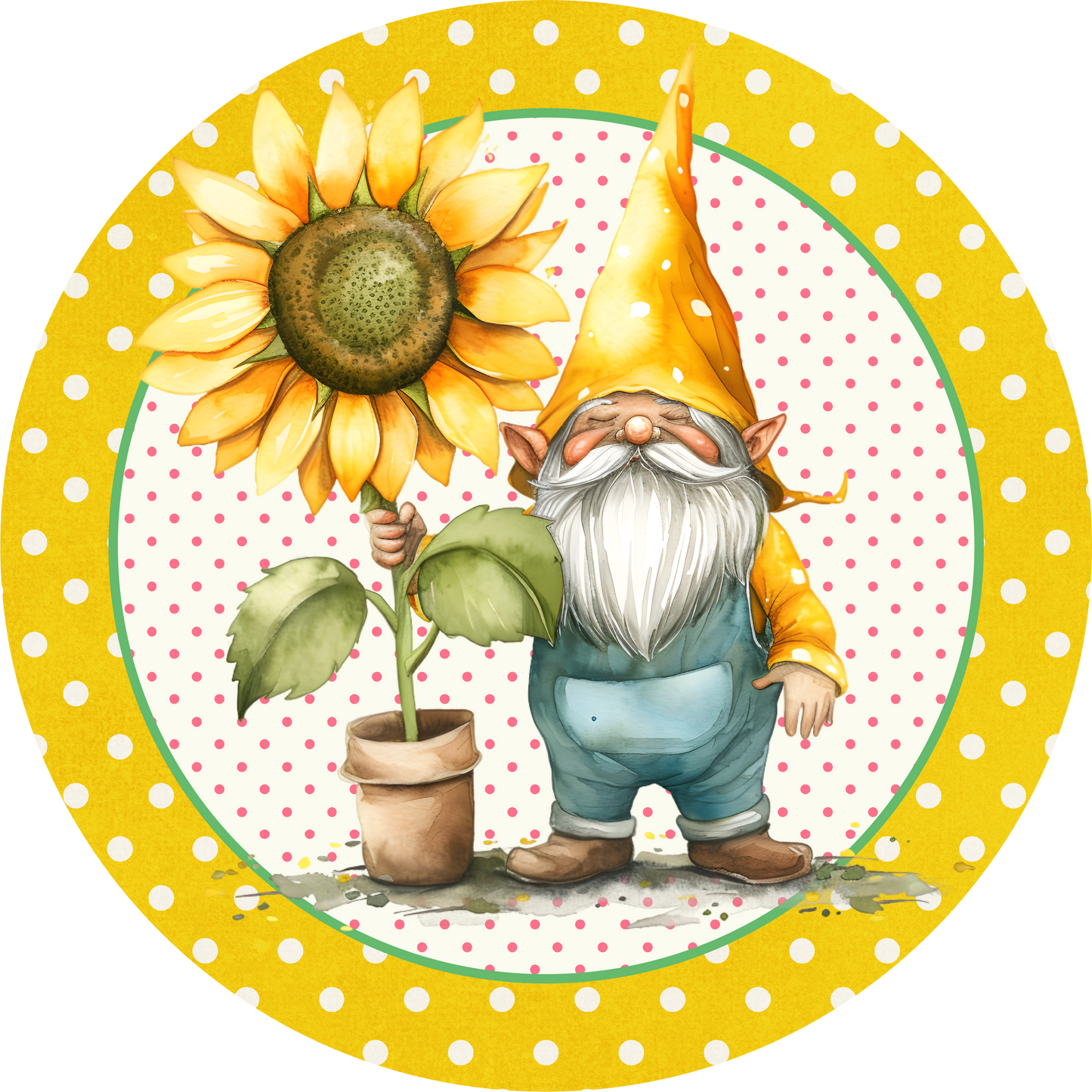 Gnome with Sunflower Metal / Vinyl Sign - Made in USA