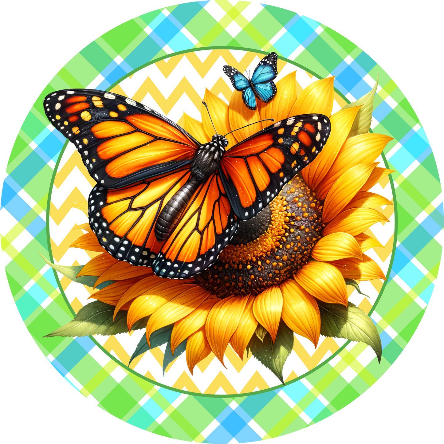 Sunflower with Butterfly Metal / Vinyl Sign - Made in USA