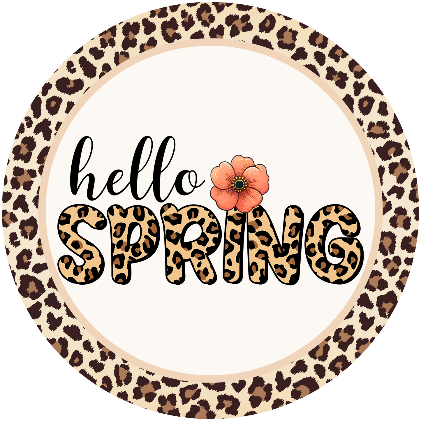 Hello Spring Animal Print Metal / Vinyl Sign - Made in USA