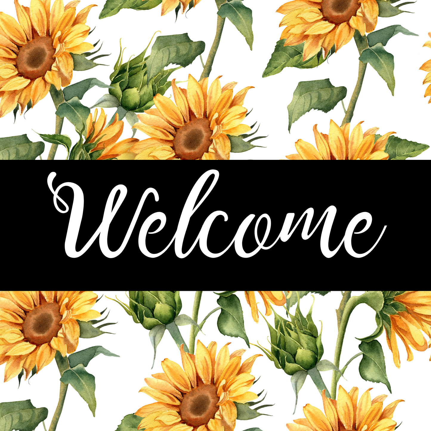 Welcome Sunflower Metal Sign - Made in USA