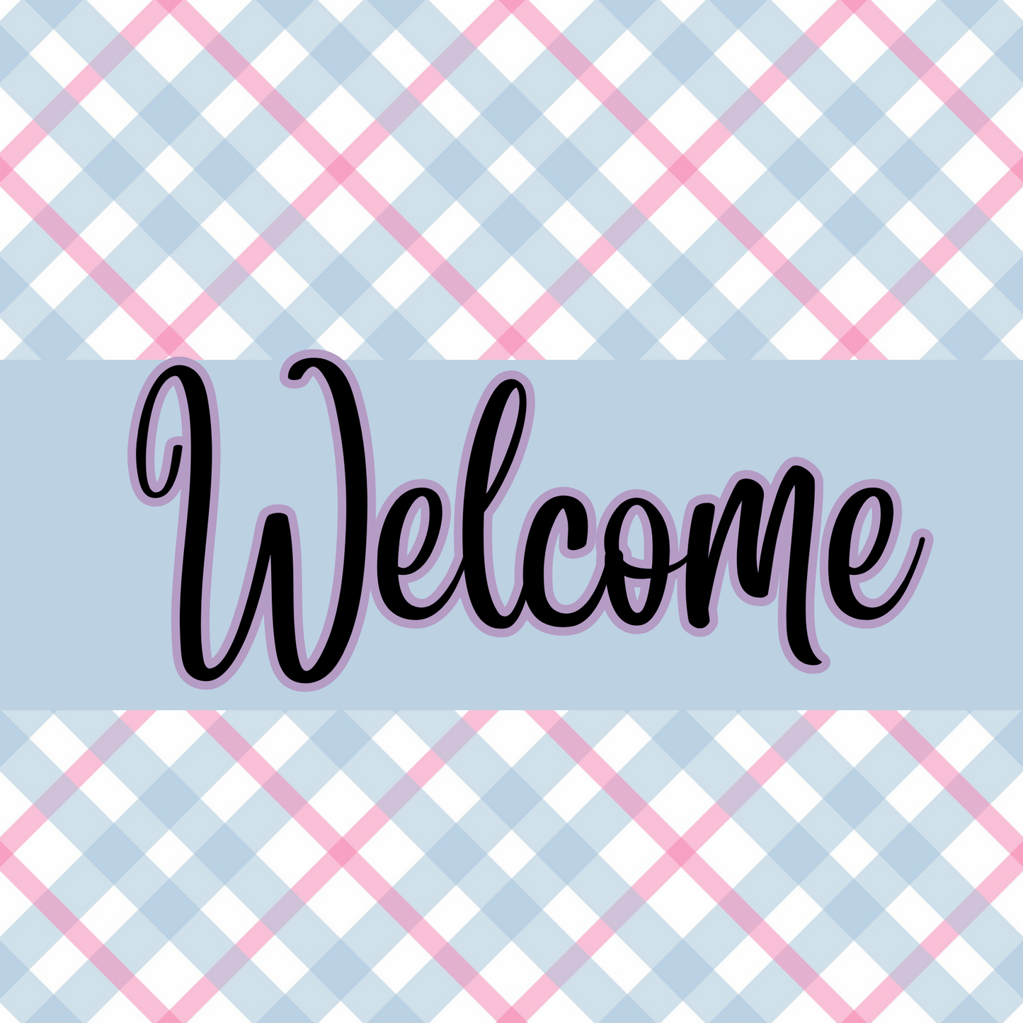 Welcome Checked Metal Sign - Made in USA