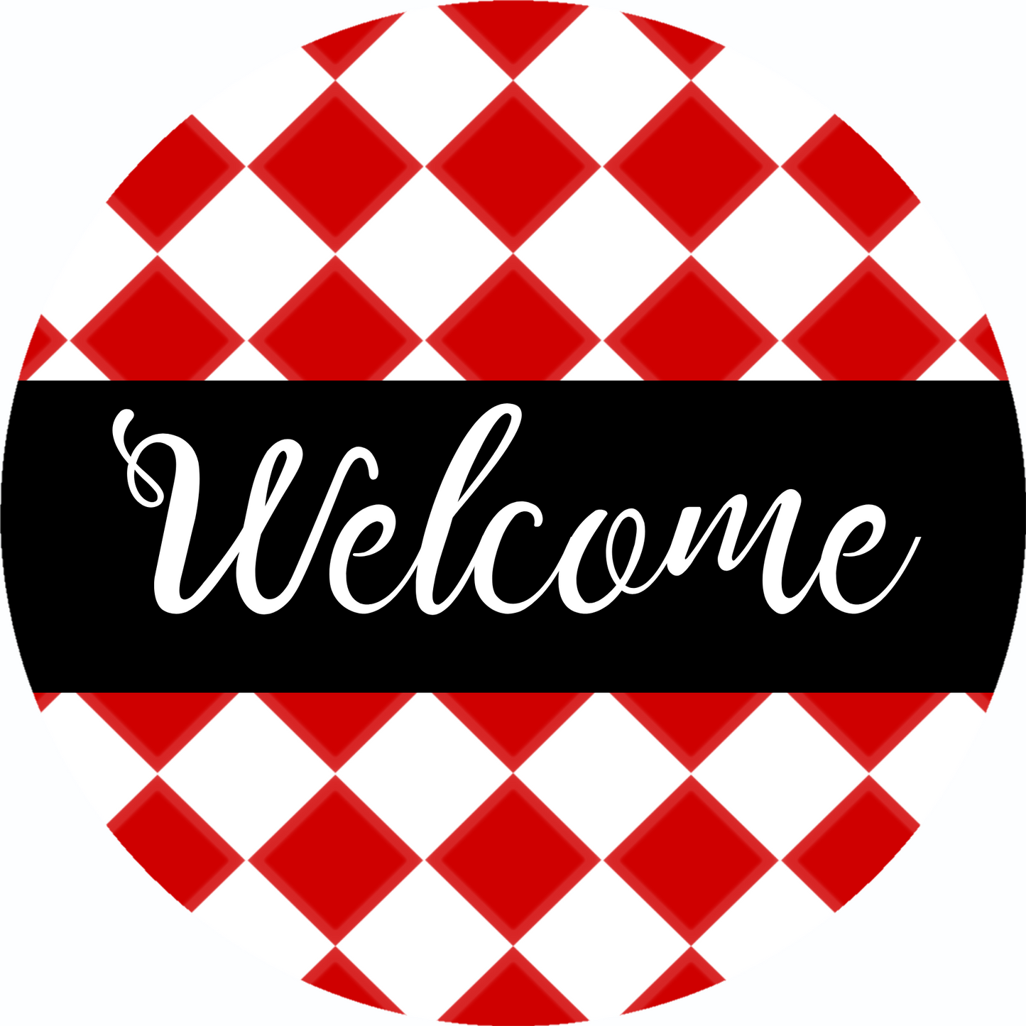 Welcome Red & White Metal / Vinyl Sign - Made in USA