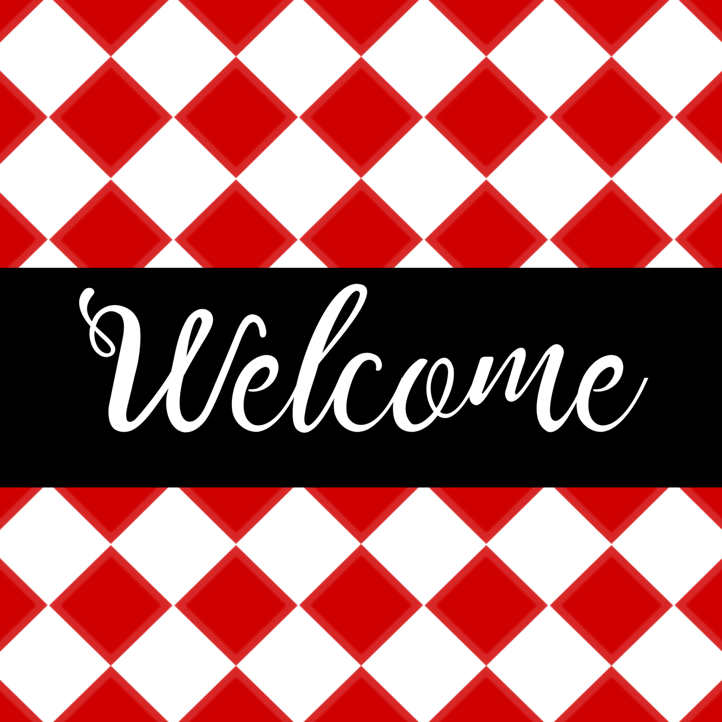 Welcome Red & White Metal Sign - Made in USA