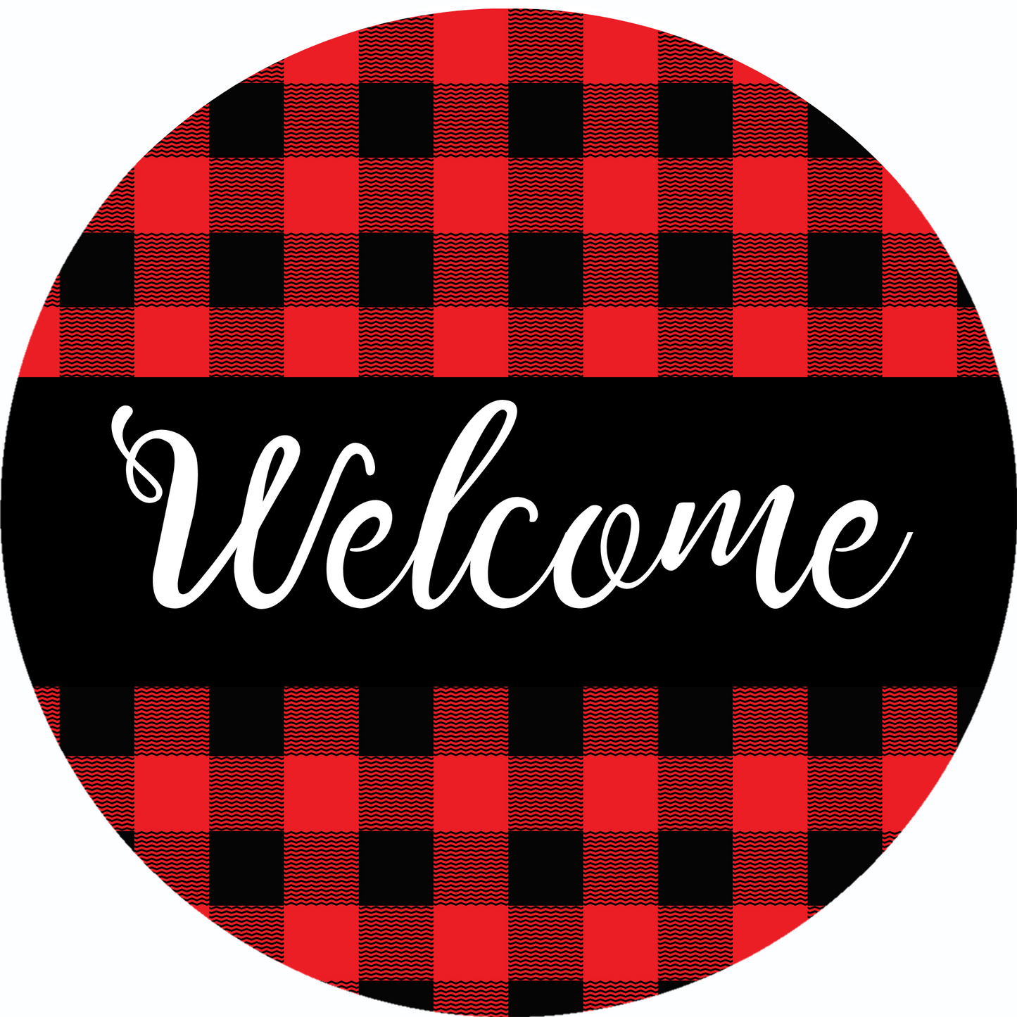Red Checked Welcome Metal / Vinyl Sign - Made in USA