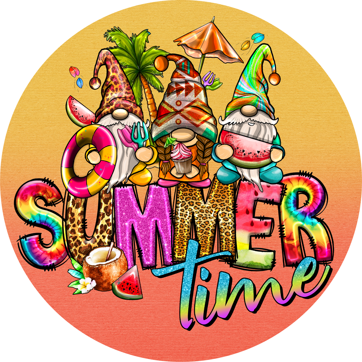 Gnome Summer Time Metal / Vinyl Sign - Made in USA