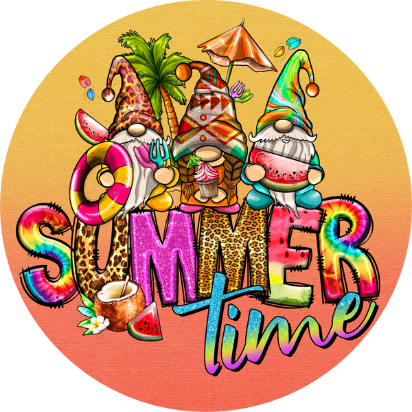 Gnome Summer Time Metal Sign: Made In USA