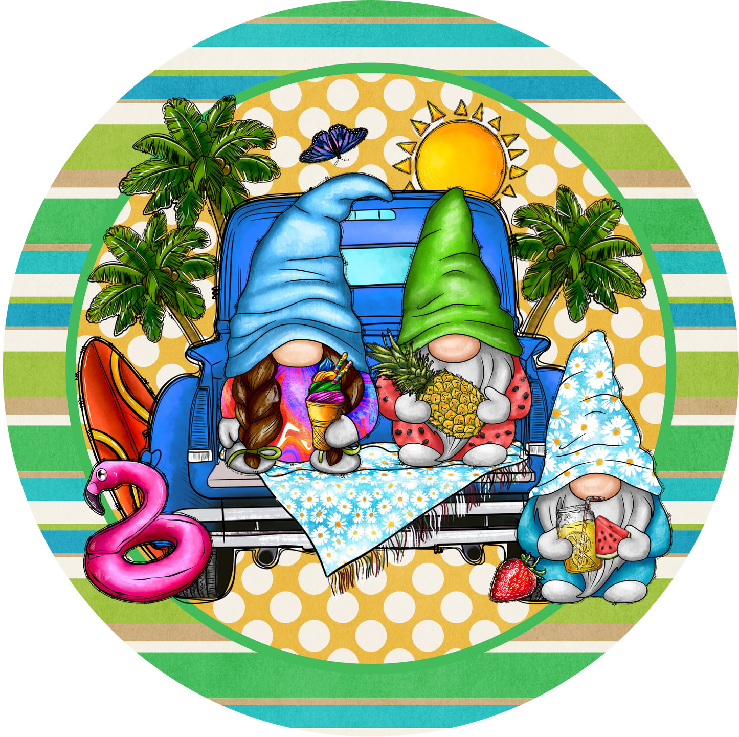 Gnome with Truck Metal / Vinyl Sign - Made in USA