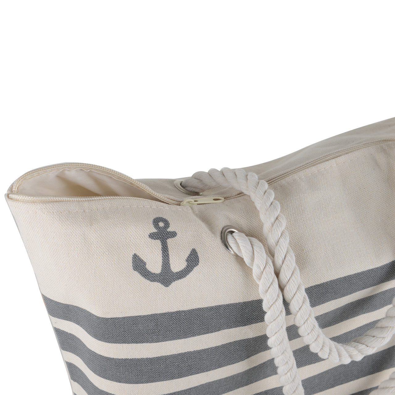 Large Canvas Beach Tote Bag Cotton Rope - 19 Inch x 15 Inch - Women Swim Pool Bag Large Tote