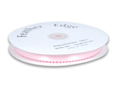 Light Pink - Satin Ribbon Feather Edge - W: 3/8 inch | L: 50 Yards