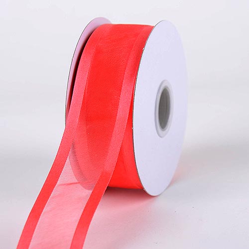 Melon - Organza Ribbon Two Striped Satin Edge - 1-1/2 inch | 100 Yards