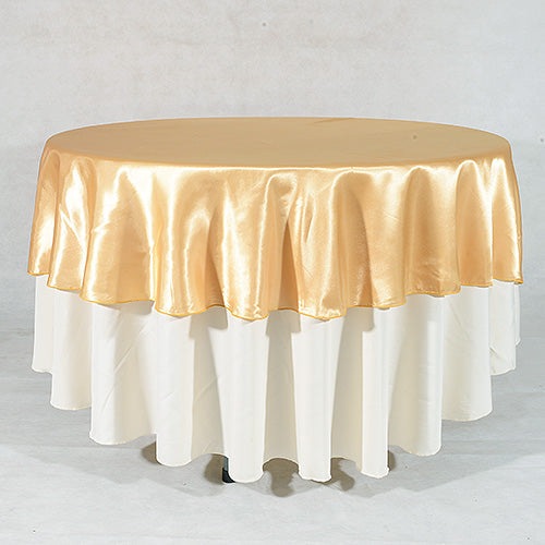 Old Gold - 70" Satin Round Tablecloths - 70 Inch