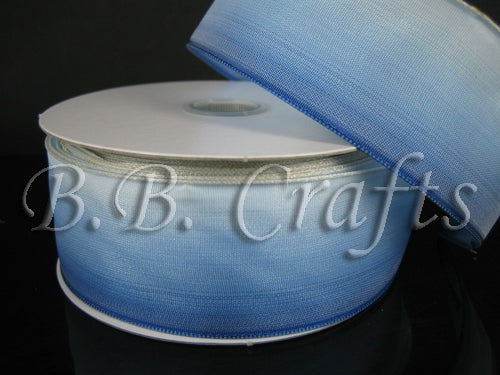 Ombre Ribbon Wired Edge Blue White W: 1-1/2 inch | L: 25 Yards