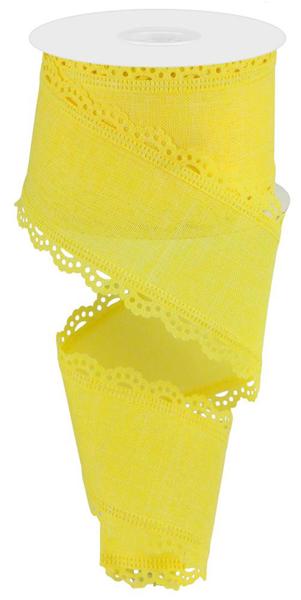 Yellow - Scalloped Edge Royal Burlap Ribbon - 2-1/2 Inch x 10 Yards