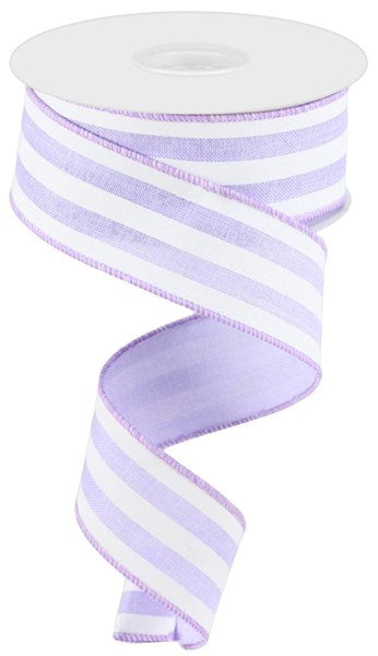 1.5x10yd Vertical Stripe Ribbon Lavender/White