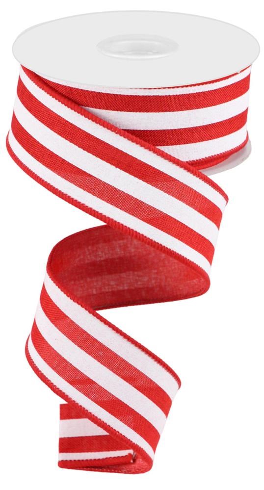 Pre-Order Now Ship On May 30th 2024 - Red White - Vertical Stripe Ribbon - 1-1/2 Inch x 10 Yards
