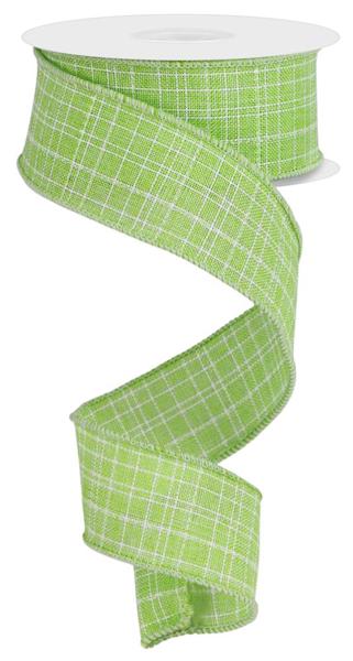 Lime Green - Check Royal Burlap Ribbon - 1-1/2 Inch x 10 Yards
