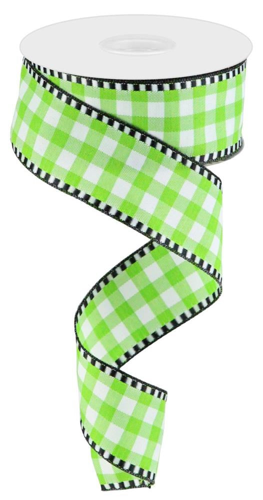 Pre-Order Now Ship On 16th May - Green White - Gingham Check Ribbon - 1-1/2 Inch x 10 Yards