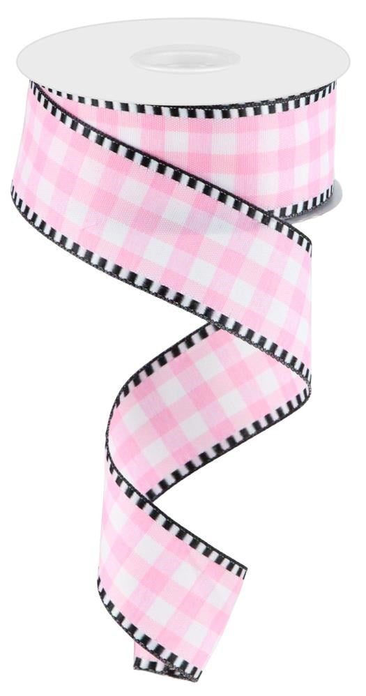 Pre-Order Now Ship On May 30th 2024 - Pink White - Gingham Check Ribbon - 1-1/2 Inch x 10 Yards