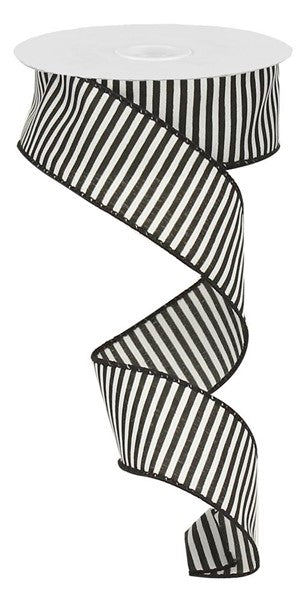 Pre-Order Now Ship On 16th May - White Black - Horizontal Lines Ribbon - 1-1/2 Inch x 10 Yards