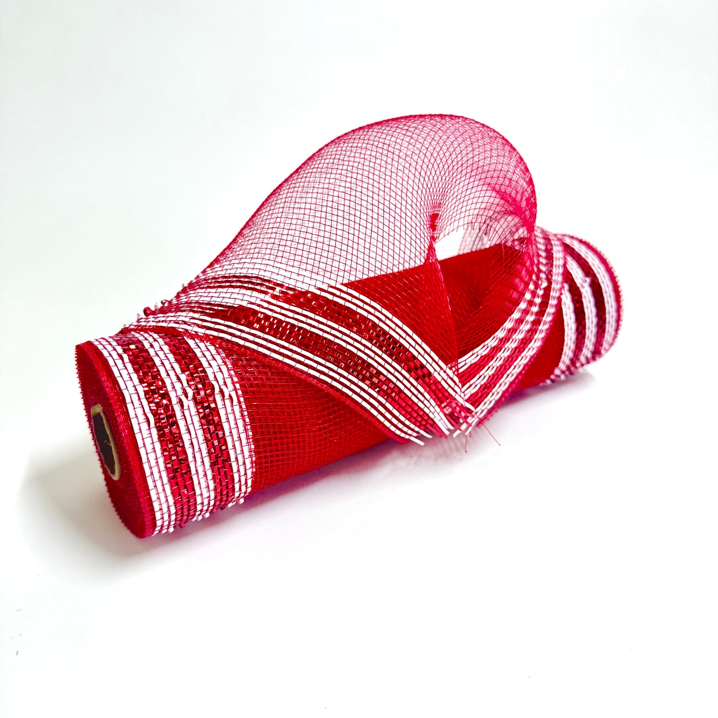 Red/White Deco Mesh - ( 10 Inch x 10 Yards )