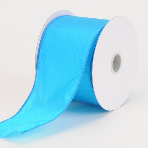 1 - 1/2 Inch x 10 Yards Turquoise Wired Budget Satin Ribbon BBCrafts.com