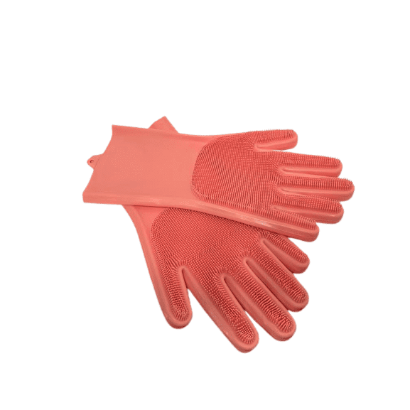 1 - Pair Coral Silicone Dishwashing Gloves, Rubber Scrubbing Gloves BBCrafts.com