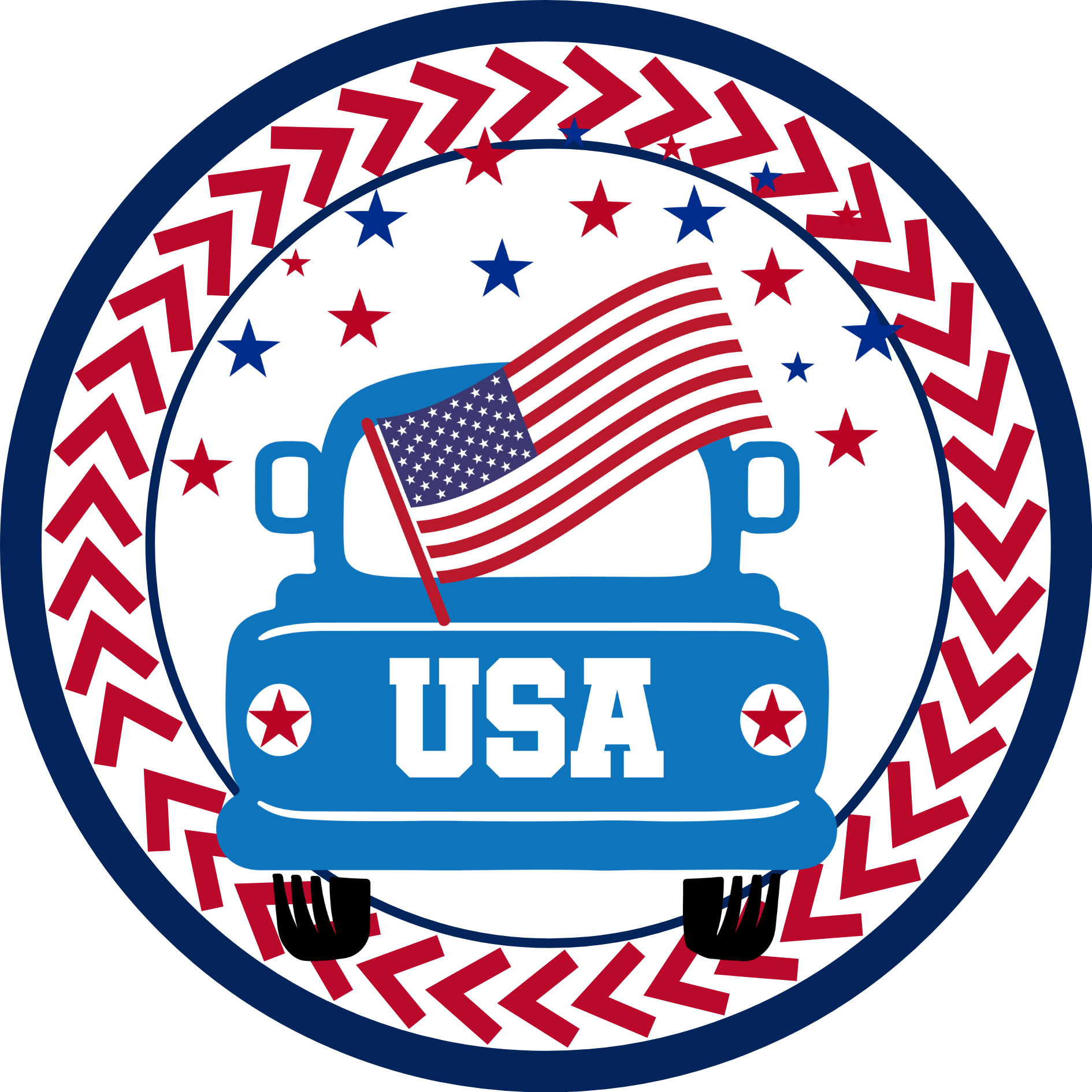 USA Flag in Truck Metal / Vinyl Sign - Made in USA