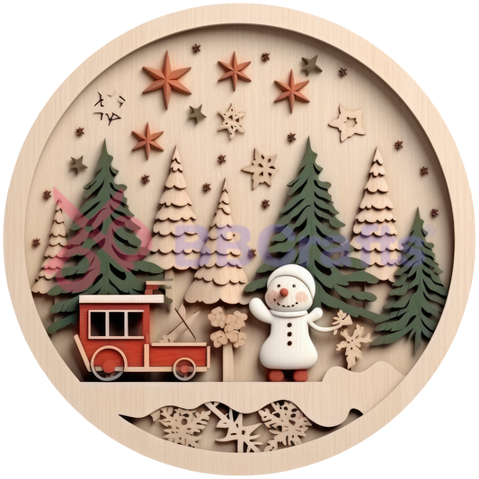 Christmas Tree with Snowman Metal / Vinyl Sign - Made in USA