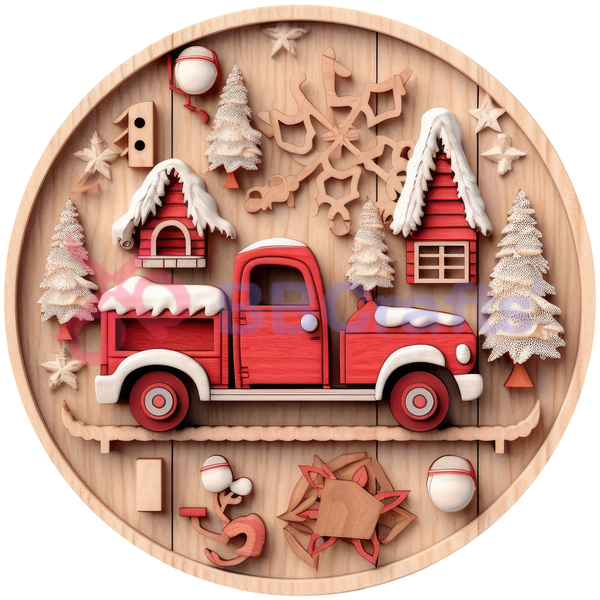 Christmas Truck Metal Sign - Made In USA