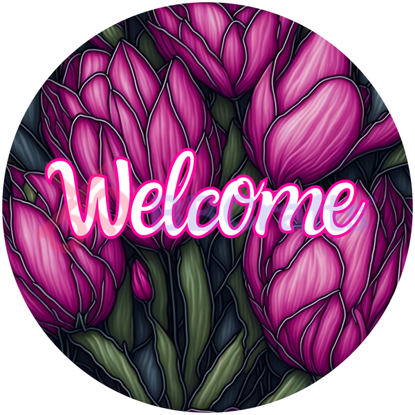 Welcome Lavender Flower Metal Sign - Made In USA