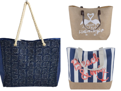 Women’s Beach Tote Bags Combo Set of 3 – Flamingo, Blue Fashion & Stylish Canvas Large Pool & Travel Totes