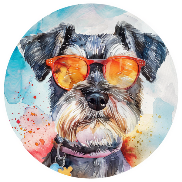 Schnauzer Dog with Sunglass Metal Sign - Made In USA