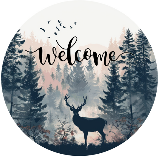 Welcome Deer Metal / Vinyl Sign - Made in USA