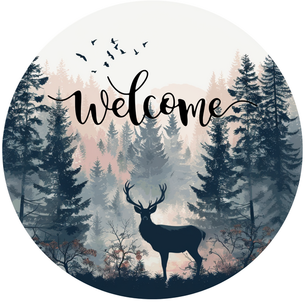 Welcome Deer Metal Sign - Made In USA