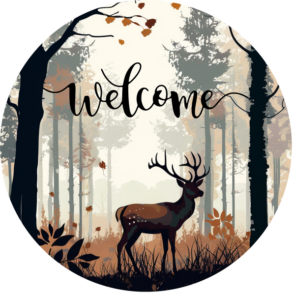 Welcome Deer Metal Sign - Made In USA