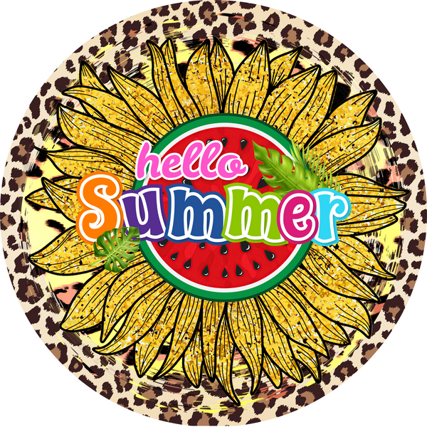 Hello Summer Sunflower Metal Sign - Made In USA