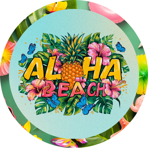 ALOHA Beach Pineapple Metal Sign - Made In USA
