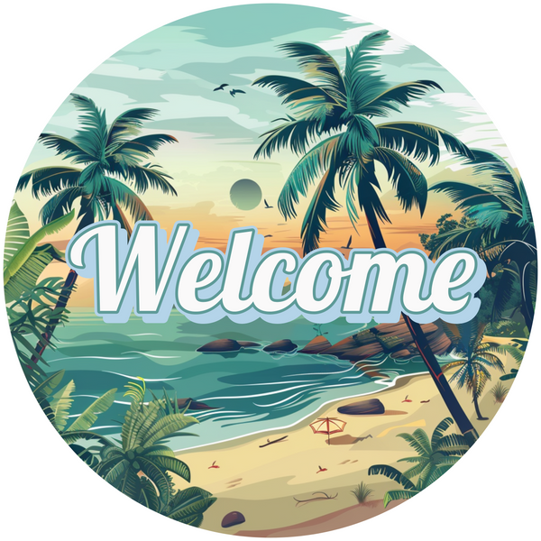 Welcome Beach Design Metal Sign - Made In USA