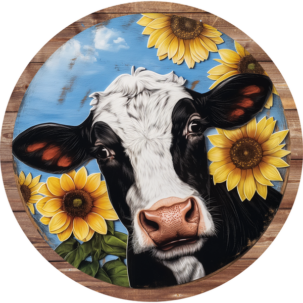 Highland Cow & Sunflower Metal Sign - Made In USA