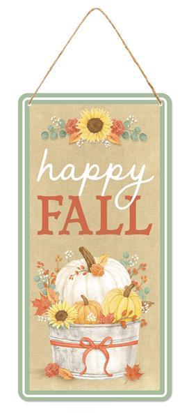 12 Inch Rectangular Fall Metal Sign: HAPPY FALL - Wreath Accents - IMPORTED BBCrafts.com