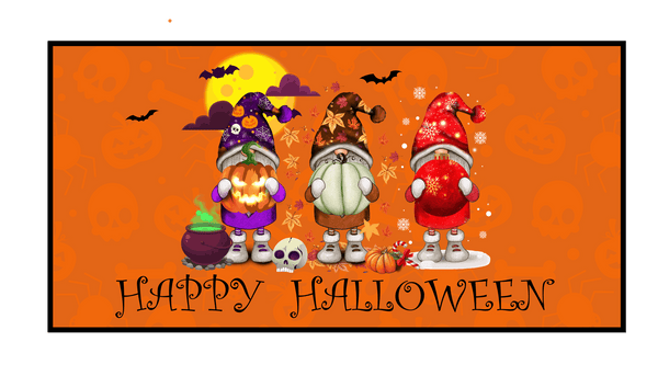 12 Inch X 6 Inch Rectangular Metal Sign: ELF HAPPY HALLOWEEN - Wreath Accents - Made In USA BBCrafts.com