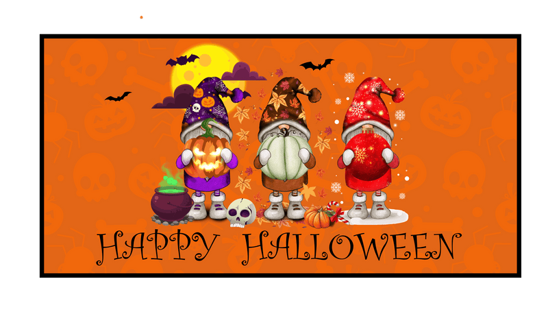 12 Inch X 6 Inch Rectangular Metal Sign: ELF HAPPY HALLOWEEN - Wreath Accents - Made In USA BBCrafts.com