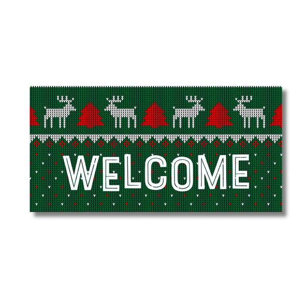 12 Inch X 6 Inch Rectangular Metal Sign: WELCOME SIGN - Wreath Accents - Made In USA BBCrafts.com